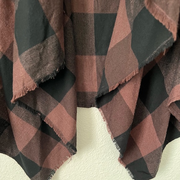 Knox Rose Open Cardigan SZ Sm Red Black Buffalo Plaid Pattern. - Picture 3 of 5